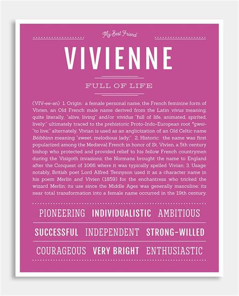 viviene|meaning of vivienne.